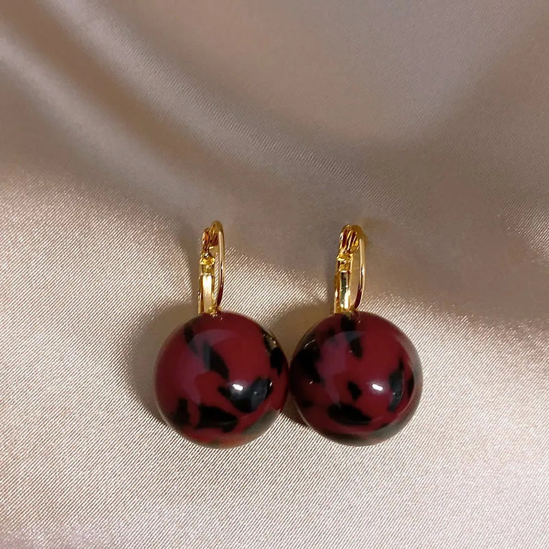 Smooth Leopard Round Bead Earrings for Women