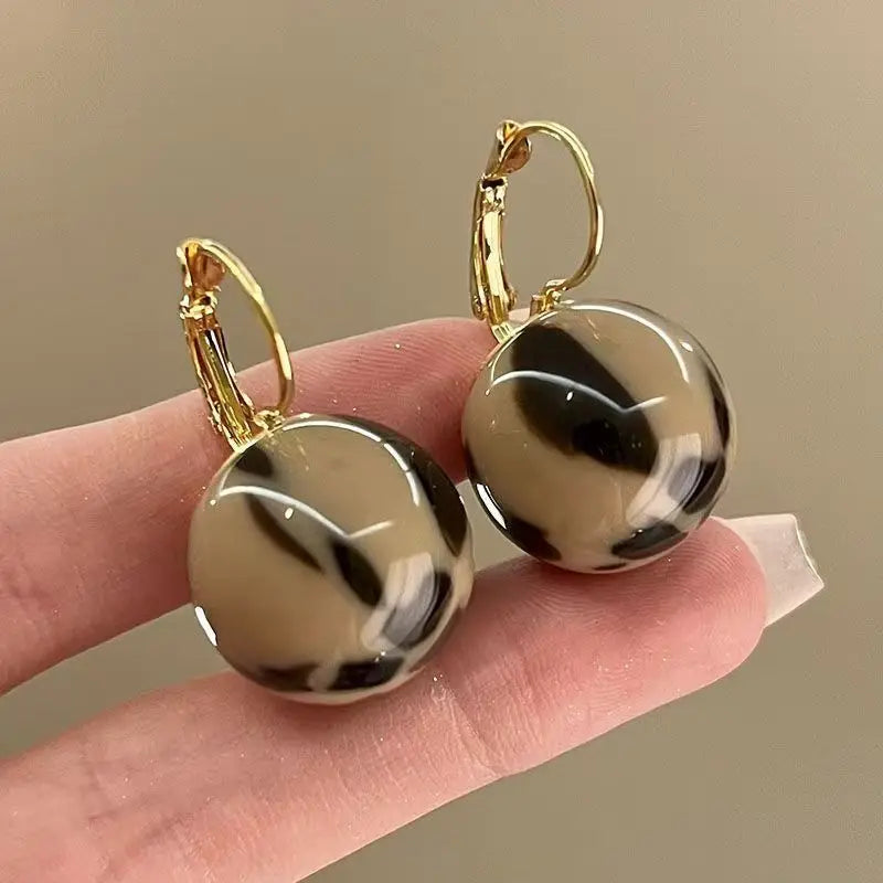 Smooth Leopard Round Bead Earrings for Women