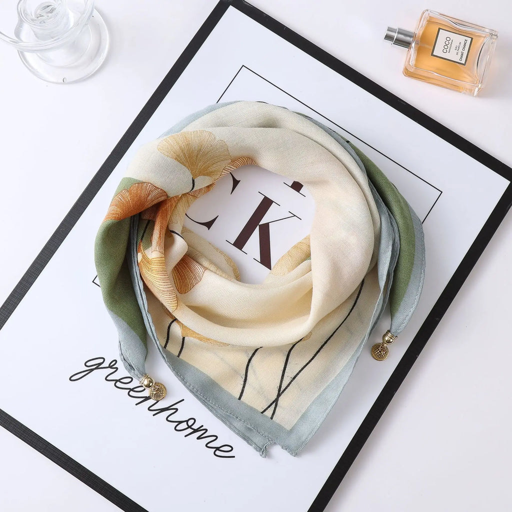 Luxury Magnetic Buckle Striped Silk Scarf