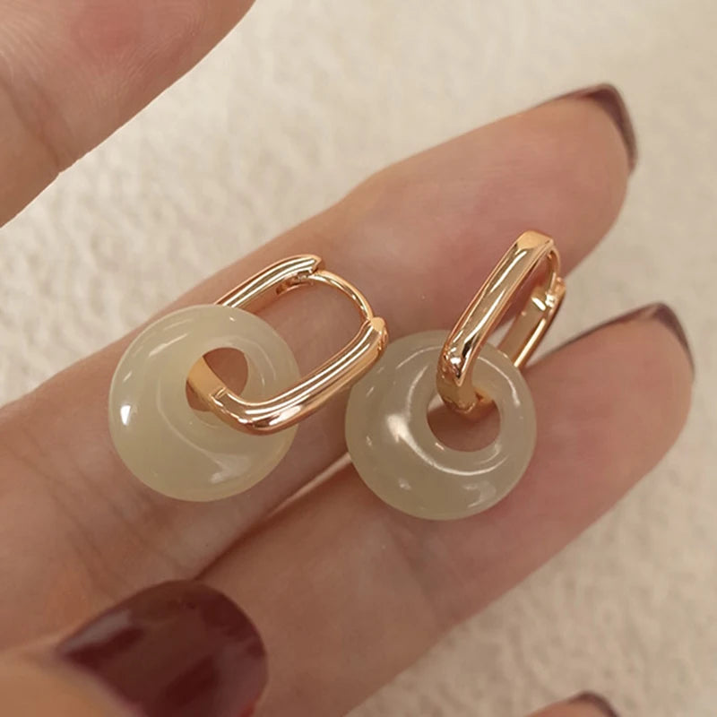 925 Sterling Silver Jade Drop Earring for Women