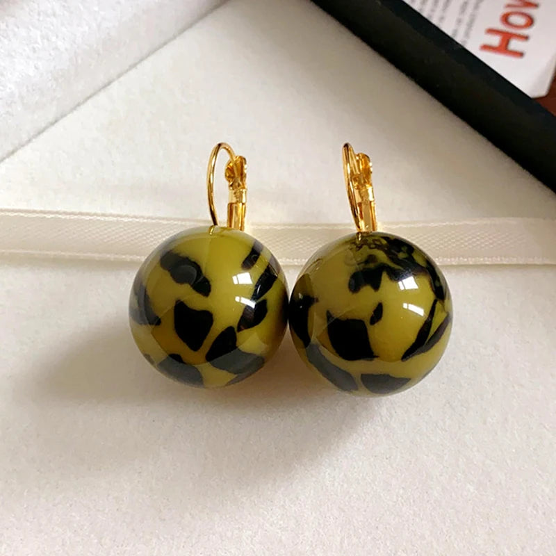 Smooth Leopard Round Bead Earrings for Women