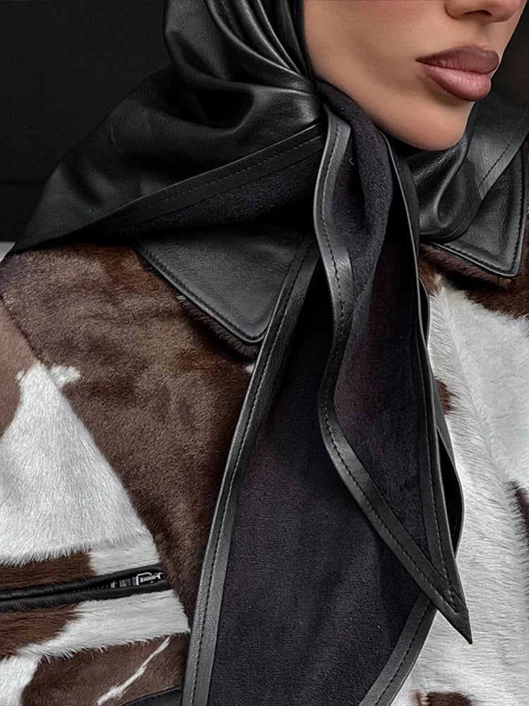 Women's Irregular Printed Jackets Cow Pattern Coats