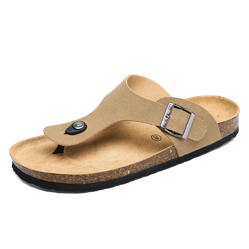 Men's frosted cork casual flip flops slippers