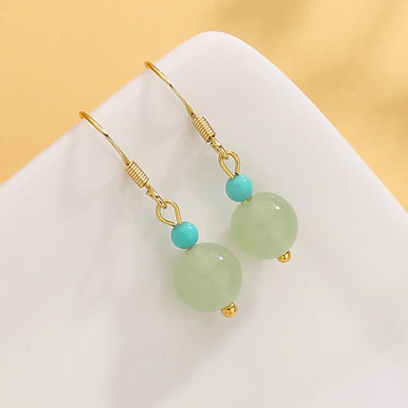 925 Sterling Silver Jade Drop Earring for Women