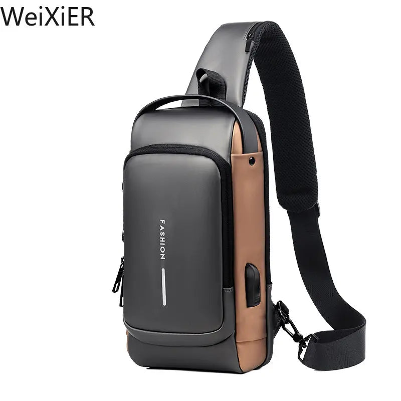 Men's Multifunction Anti-theft USB Shoulder Bag