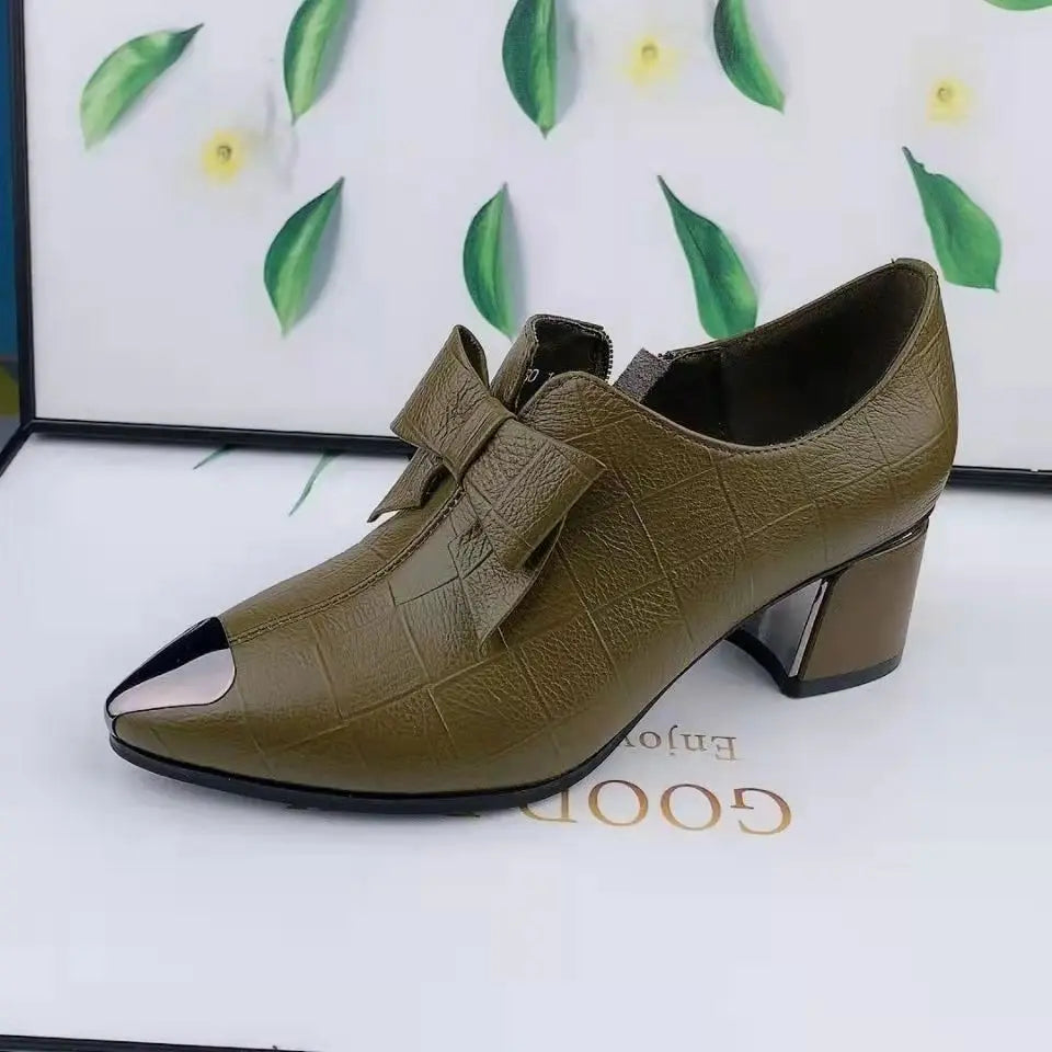 Platform Heels Ladies Leather Shoes