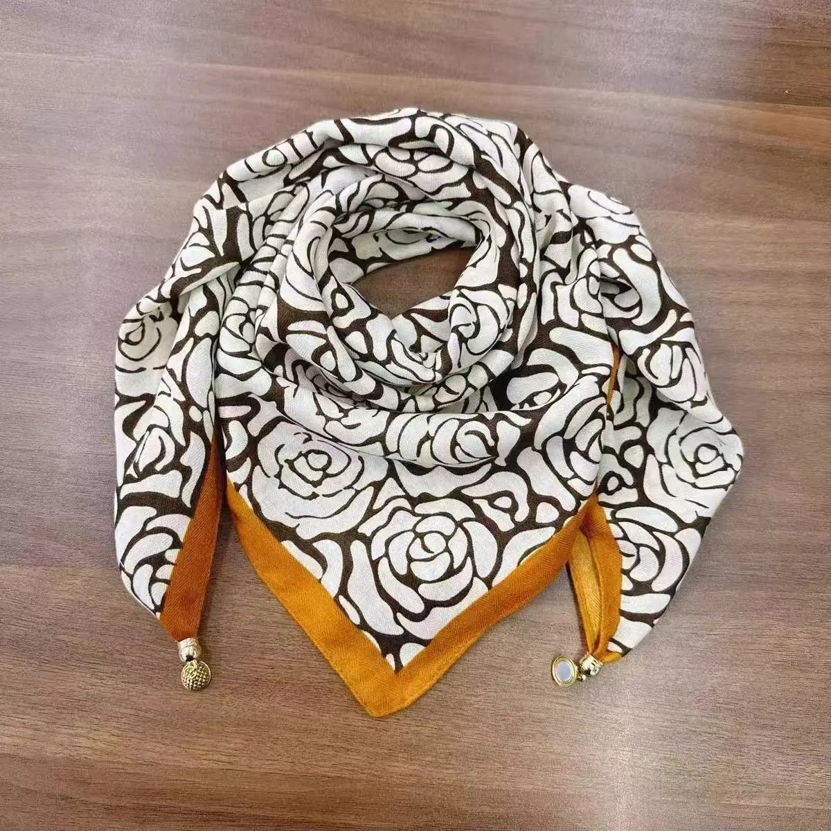 Luxury Magnetic Buckle Striped Silk Scarf