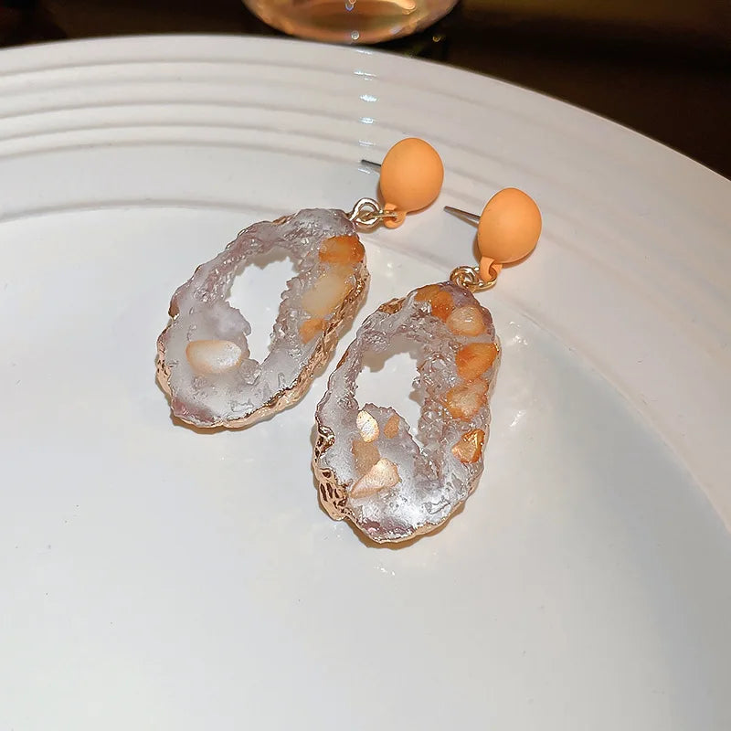 Vintage Emerald Irregular Earrings for Women