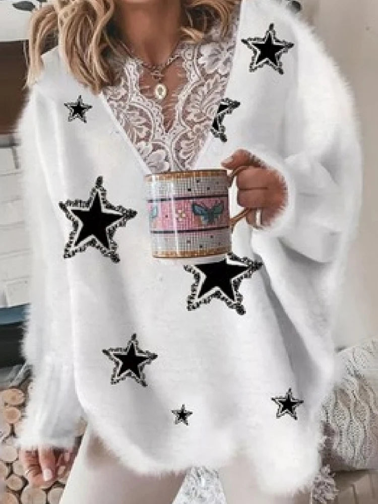 Women's V Neck Long Sleeve Sweater