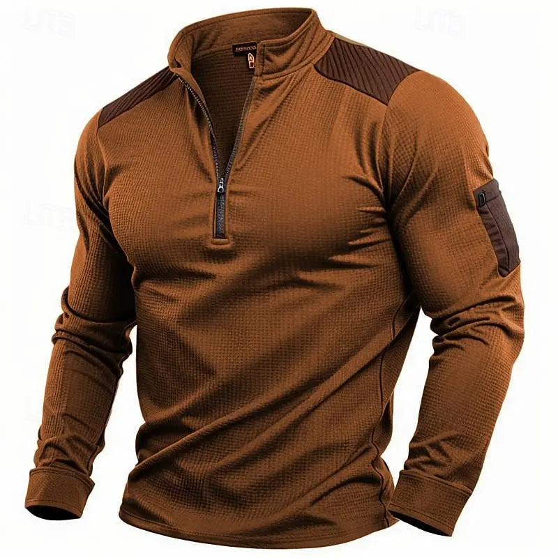 Simple Men's Clothing Fashion Half Zip Long Sleeve Sweatshirts
