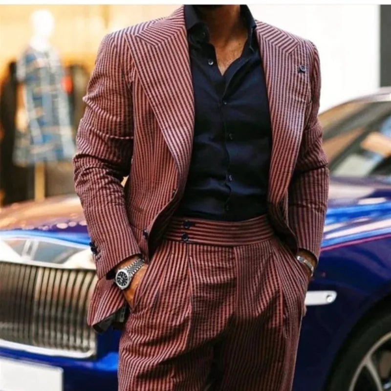 Stripe Formal Men Suits for Business Party