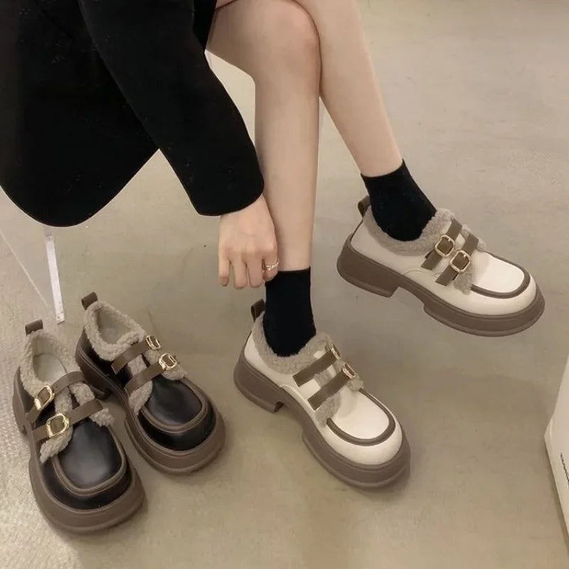 Woman Shoes Platform Chunky Round Toe Snow Loafers Boots