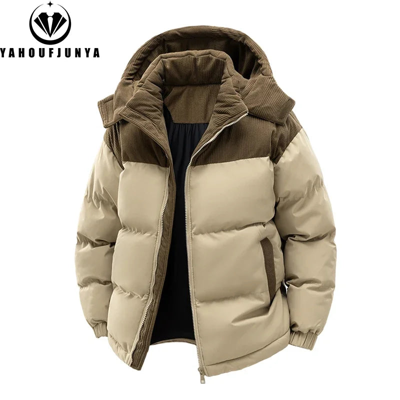 Autumn Winter Men Outdoor Removable Hooded Windbreak Jacket