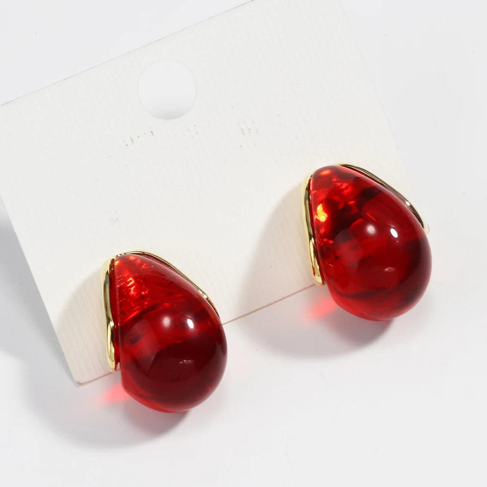 Retro Simple Elegant Brown Resin Stud Earrings For Women