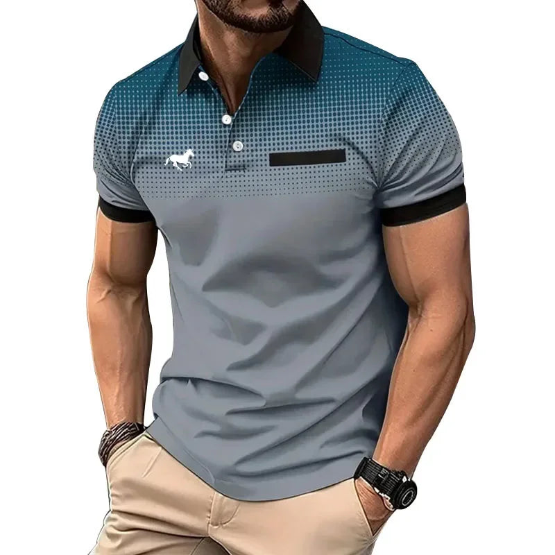 Men Summer Fashion Slim Fit Sport Short Sleeve 100% Polyester Polo Shirt