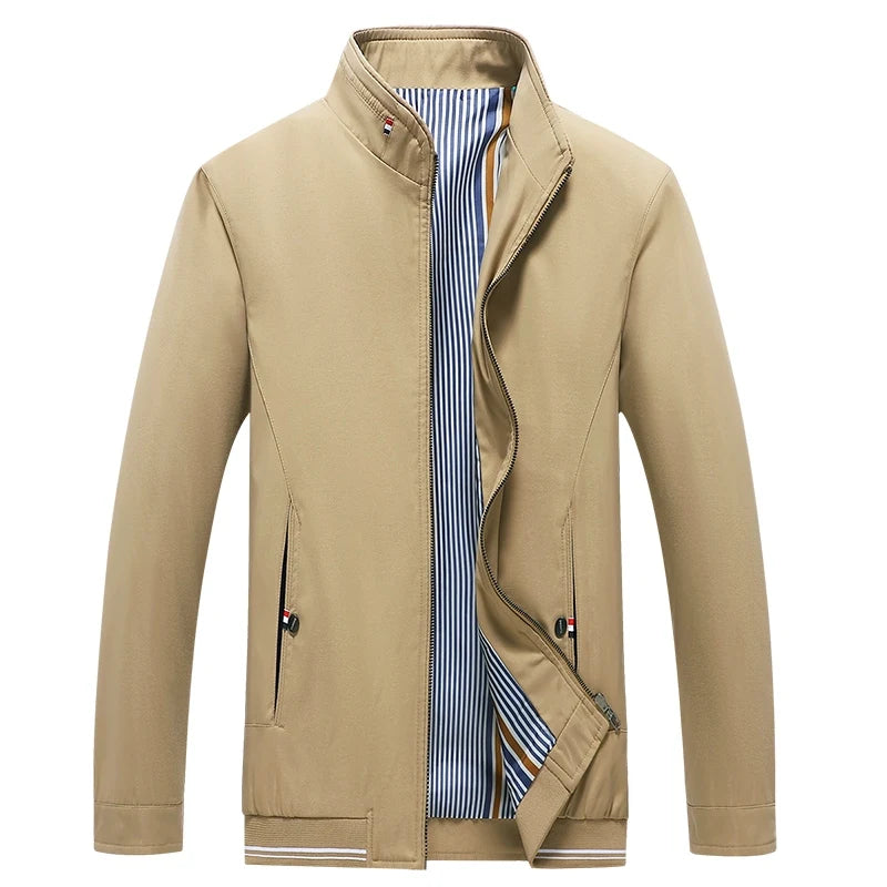 Brand Jacket Men's Spring And Autumn Fashion All-match Solid Color Collar Windproof Jacket