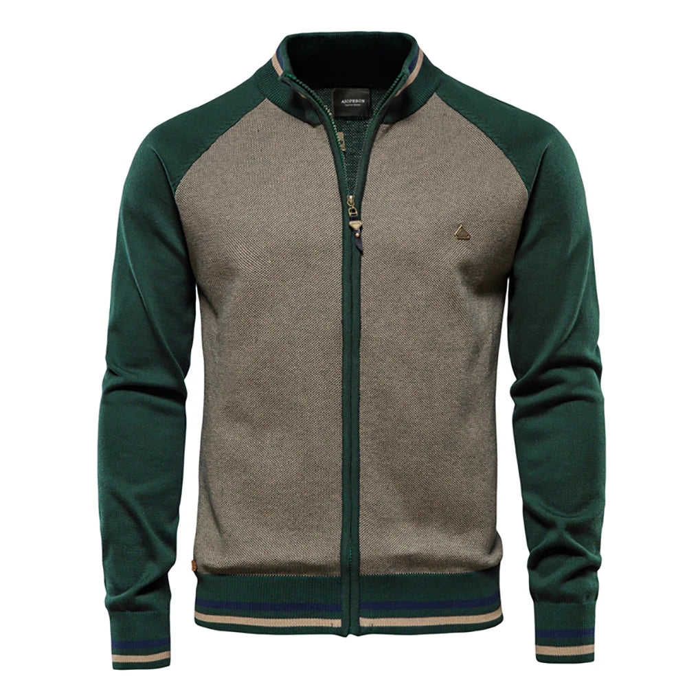 AIOPESON Spliced Cardigan Men Streetwear