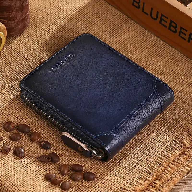 Genuine Leather Zipper Wallet