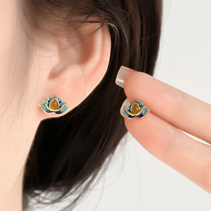 925 Sterling Silver Jade Drop Earring for Women