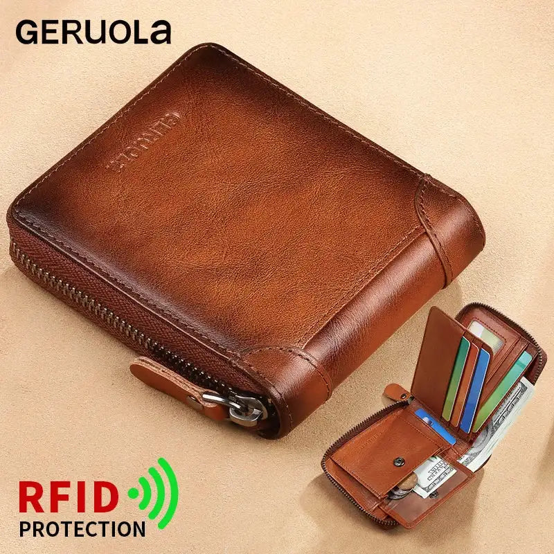 Genuine Leather Zipper Wallet