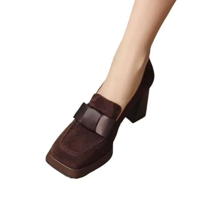 Square-Toe Bowtie Retro French Style Loafers