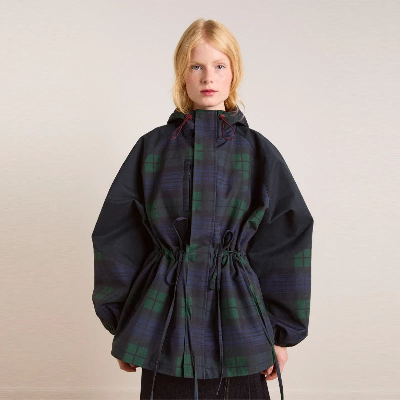 Women Vintage Grid Loose Jacket