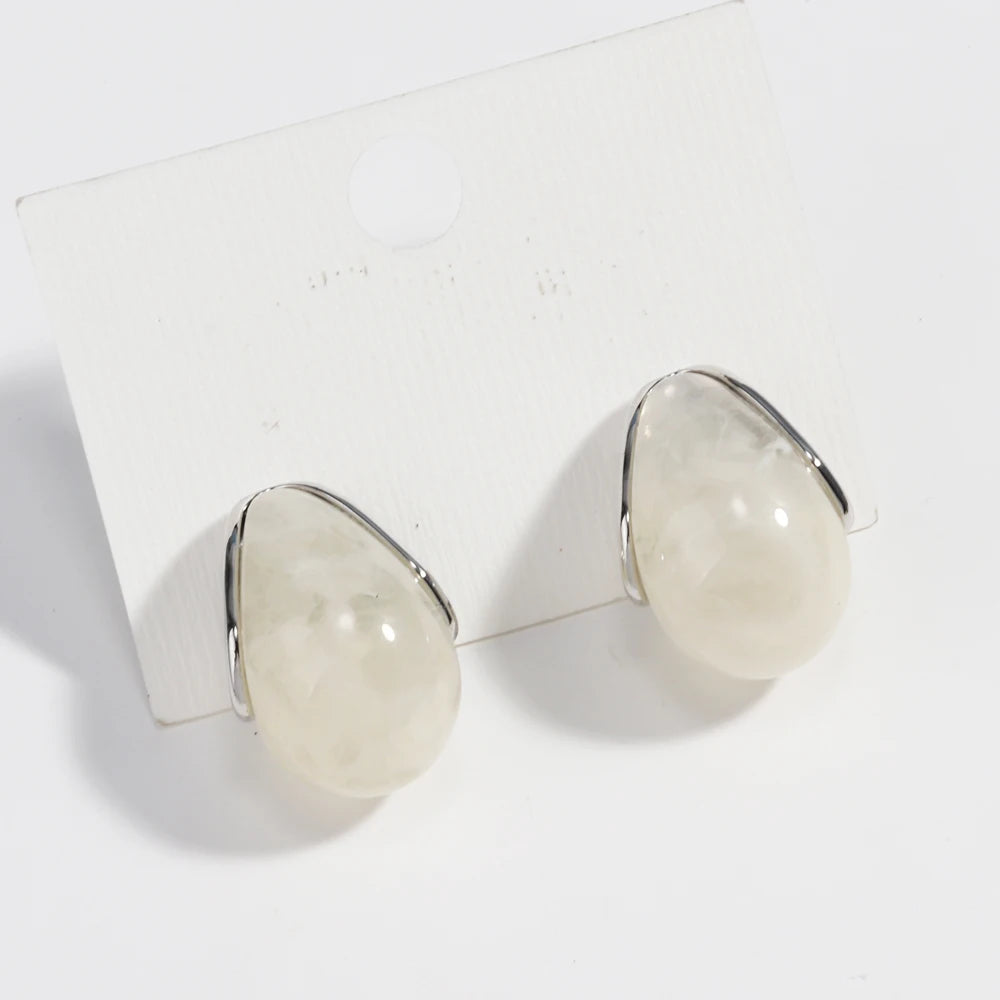 Retro Simple Elegant Brown Resin Stud Earrings For Women