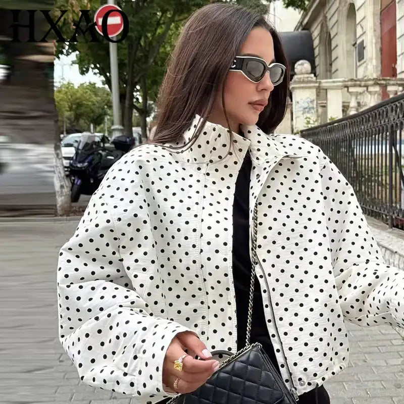 Polka Dot Bomber Jacket Women's Jackets
