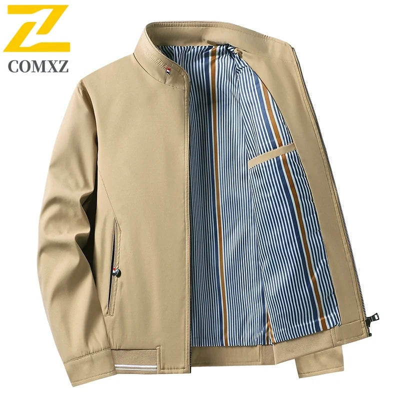 Brand Jacket Men's Spring And Autumn Fashion All-match Solid Color Collar Windproof Jacket