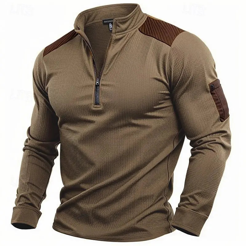 Simple Men's Clothing Fashion Half Zip Long Sleeve Sweatshirts