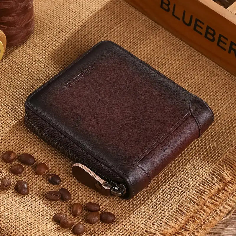 Genuine Leather Zipper Wallet