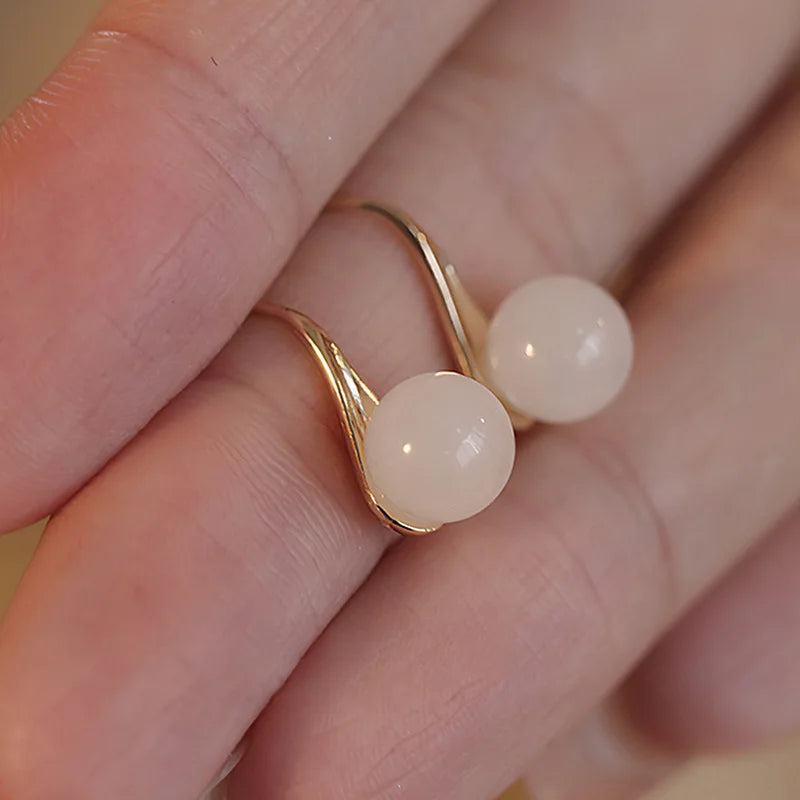 925 Sterling Silver Jade Drop Earring for Women