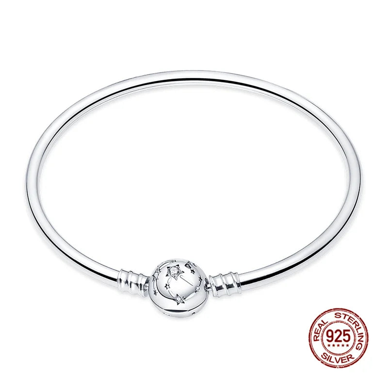 925 Silver Disney Original 17-20CM Gypsophila Snake Bones Chain Bracelet for Women