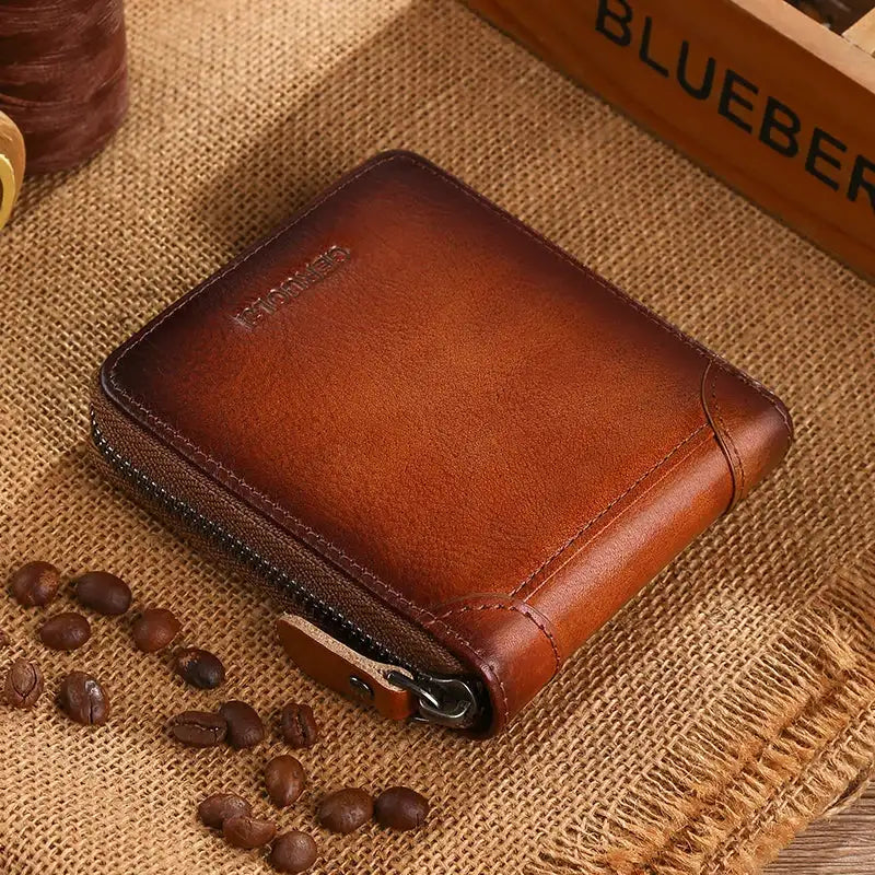 Genuine Leather Zipper Wallet