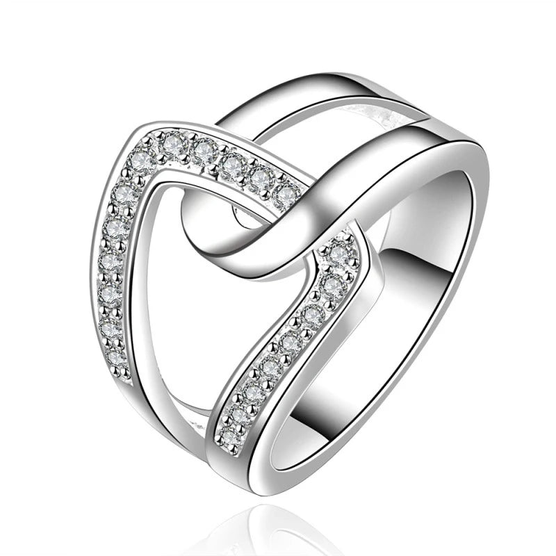 925 Sterling Silver Geometry AAAAA Zircon Ring For Woman