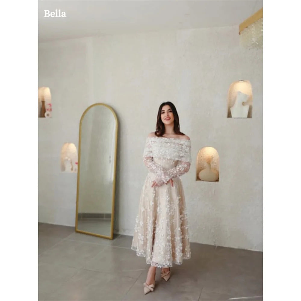 Bella Champagn Tulle Evening dresses