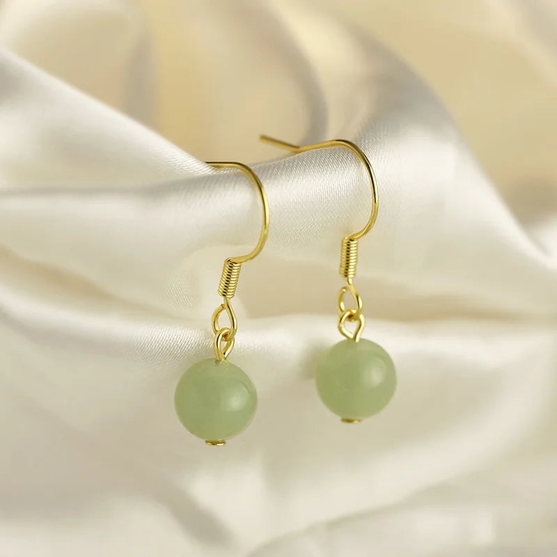 925 Sterling Silver Jade Drop Earring for Women