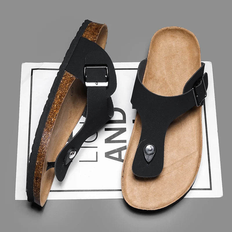 Men's frosted cork casual flip flops slippers