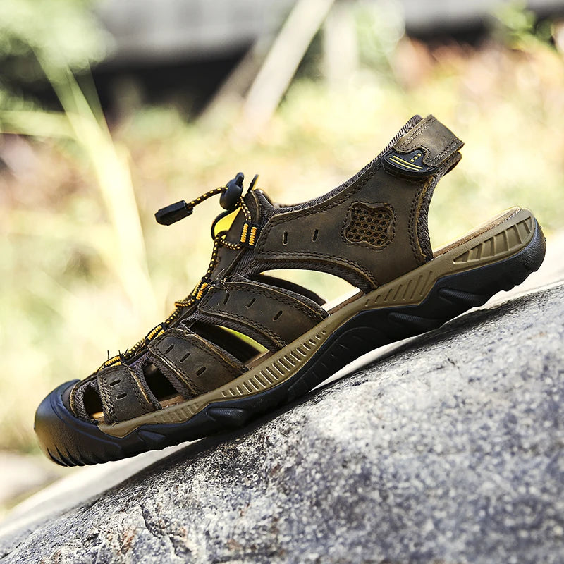 Genuine Leather Mens Water Beach Sandals