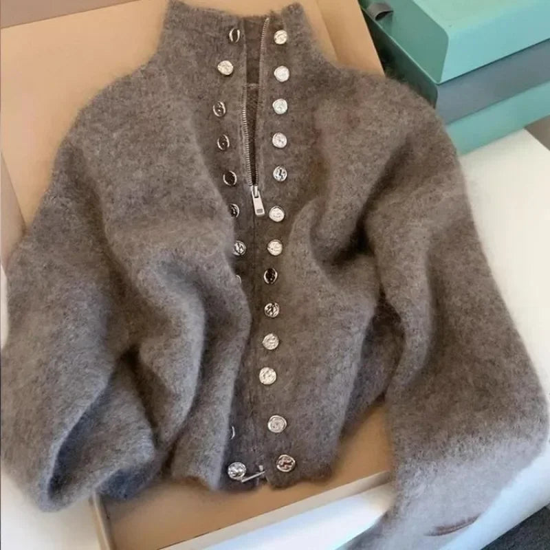 Luxury Fluffy Knitted Cardigan Sweater