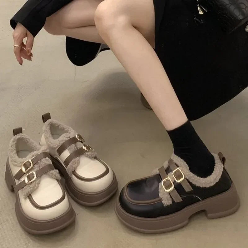 Woman Shoes Platform Chunky Round Toe Snow Loafers Boots