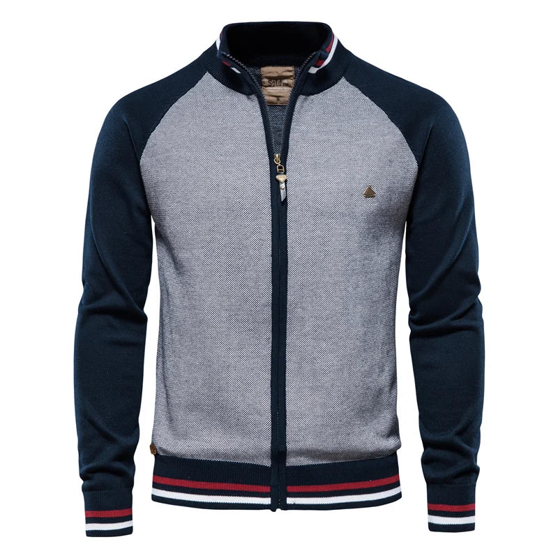 AIOPESON Spliced Cardigan Men Streetwear