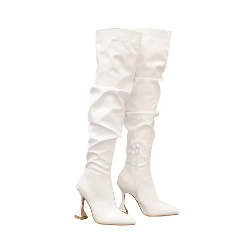New Stiletto Pointed  Leather Boots