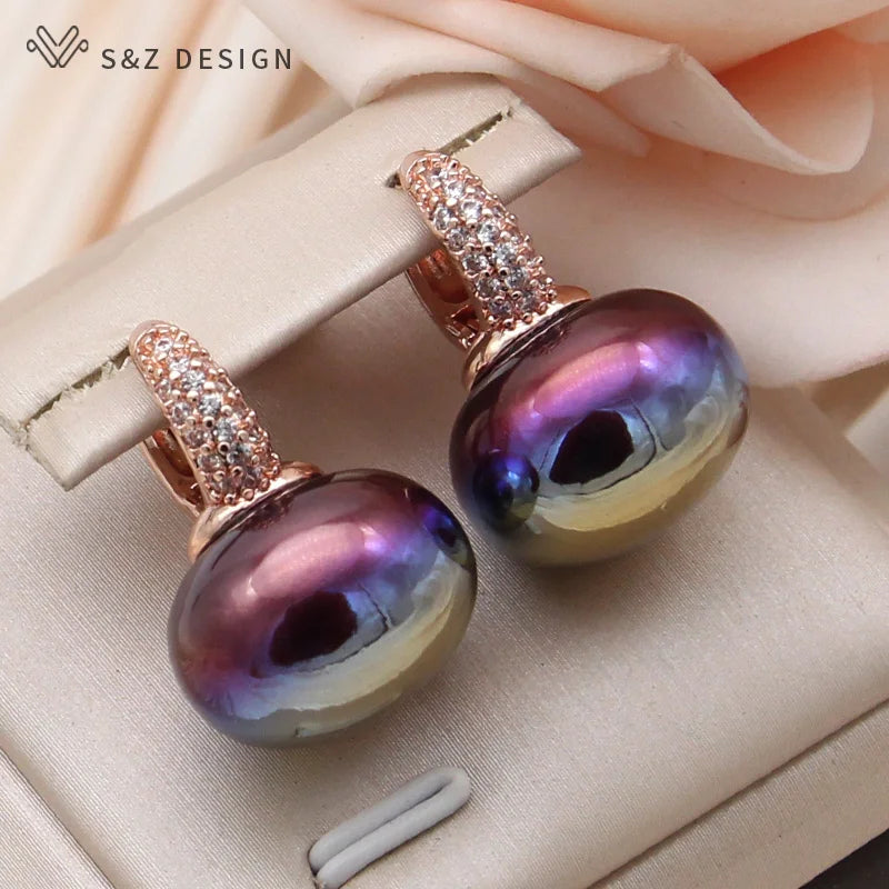Round Big Pearl Dangle Earrings For Women