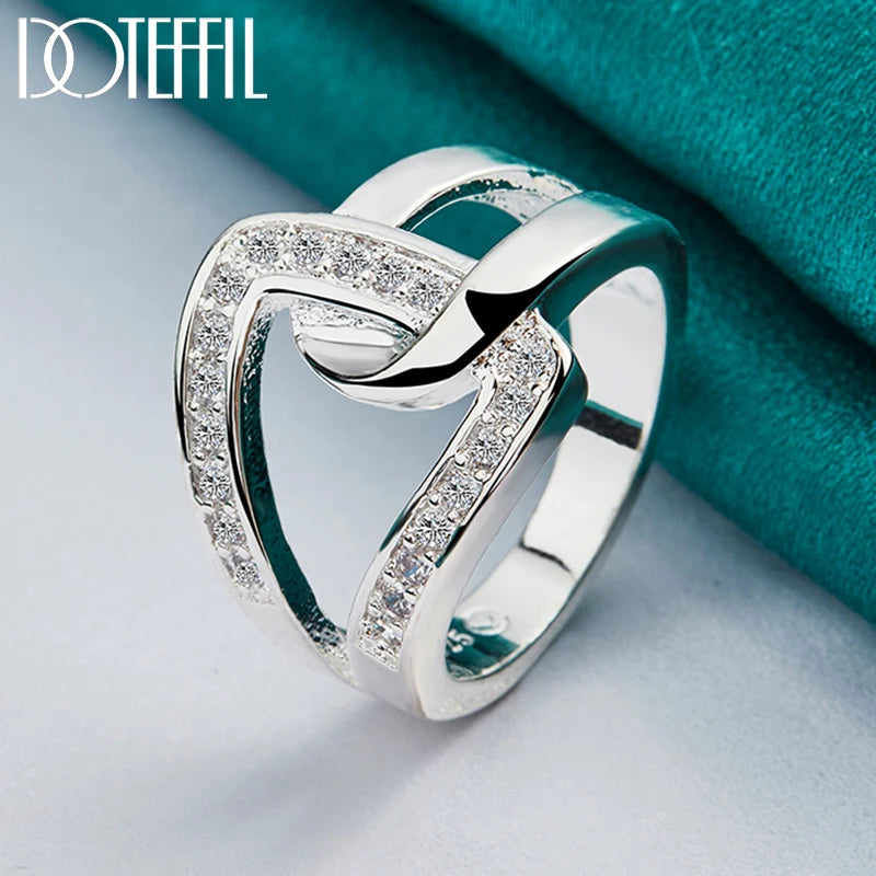 925 Sterling Silver Geometry AAAAA Zircon Ring For Woman