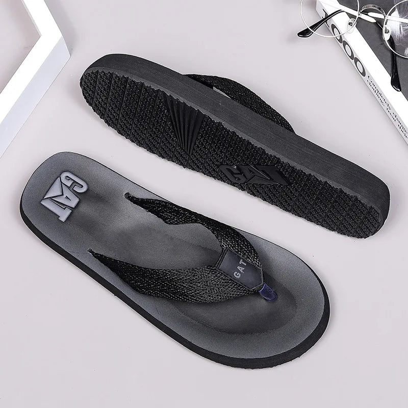 Men's GAT Flip-Flops Wide Strap Non-Pinch Retro Outdoor Anti-Slip Breathable British Style Slippers