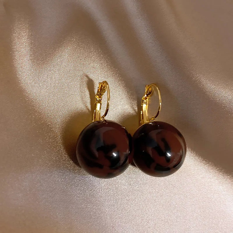 Smooth Leopard Round Bead Earrings for Women