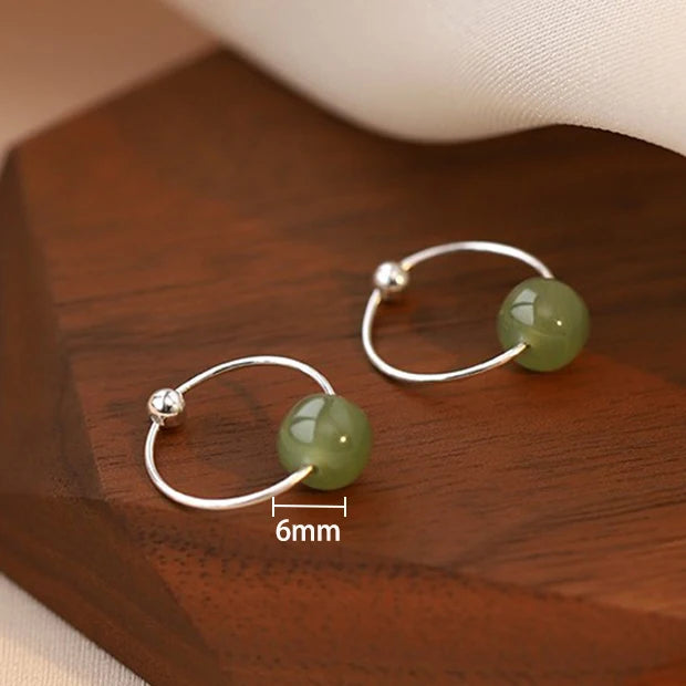 925 Sterling Silver Jade Drop Earring for Women