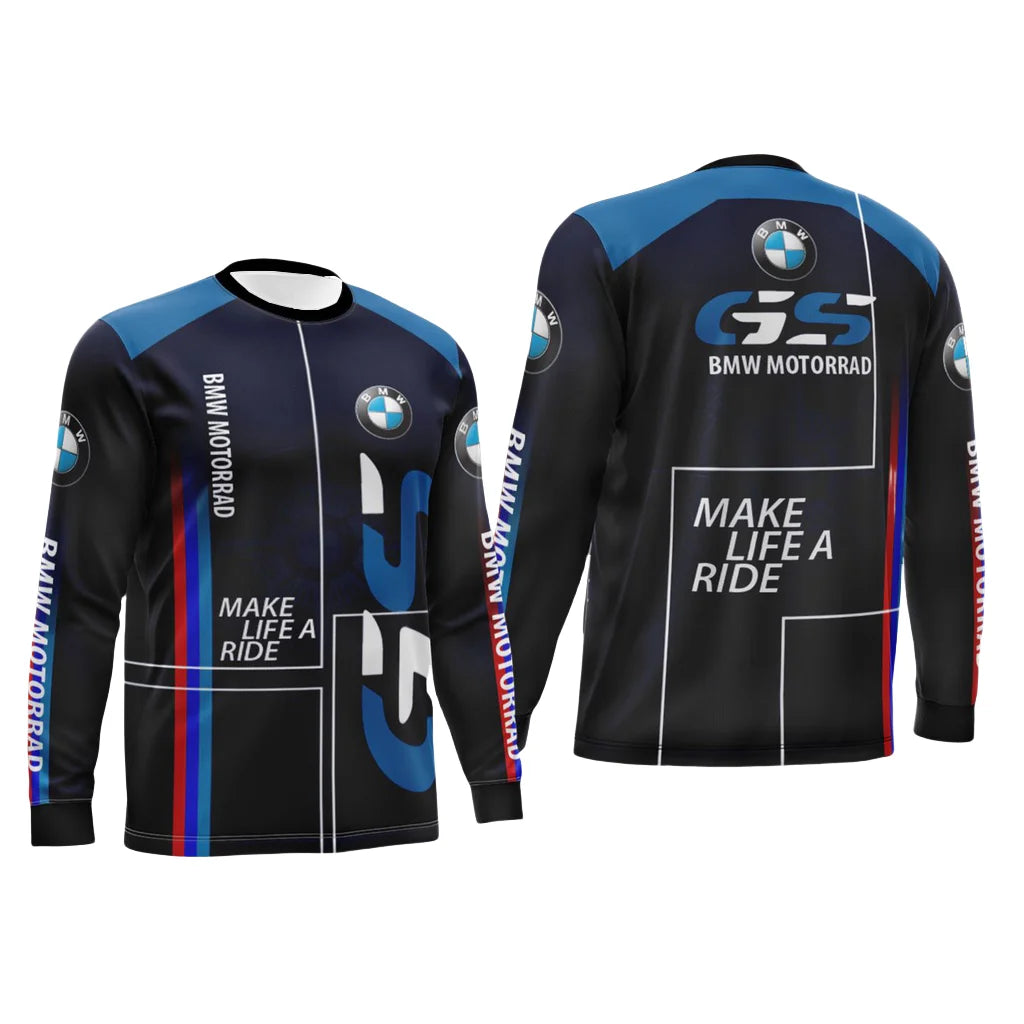 BMW T-shirt Summer BMW Gs One World Riding Jersey Men's Long-sleeved T-shirt