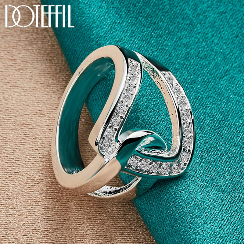 925 Sterling Silver Geometry AAAAA Zircon Ring For Woman